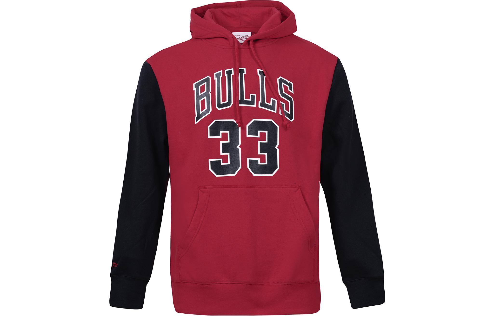 Mitchell Ness Mitchell & Ness Chicago Bulls Retro Logo Hoodie Basketball Pullover Dark Gray HDLSAJ18004-CBUBKHT1