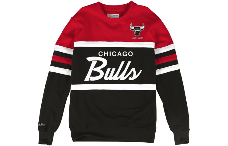Mitchell Ness Mitchell & Ness Chicago Bulls Retro Colorblock Pullover Sweatshirt Red FCNKDA18014-CBUBLCK