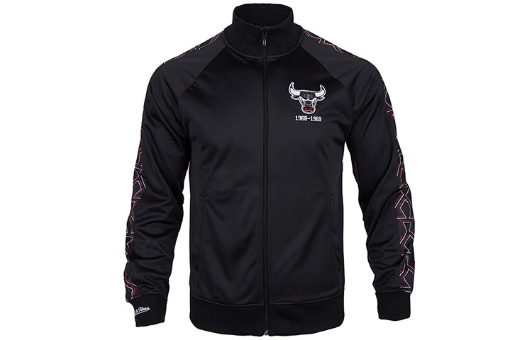 Mitchell Ness Mitchell & Ness Chicago Bulls Retro Track Printed Jacket Black Men’s Long Sleeve TRJKDA18017-CBUBLCK1