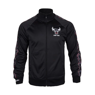 Mitchell Ness Mitchell & Ness Chicago Bulls Retro Track Printed Jacket Black Men’s Long Sleeve TRJKDA18017-CBUBLCK1