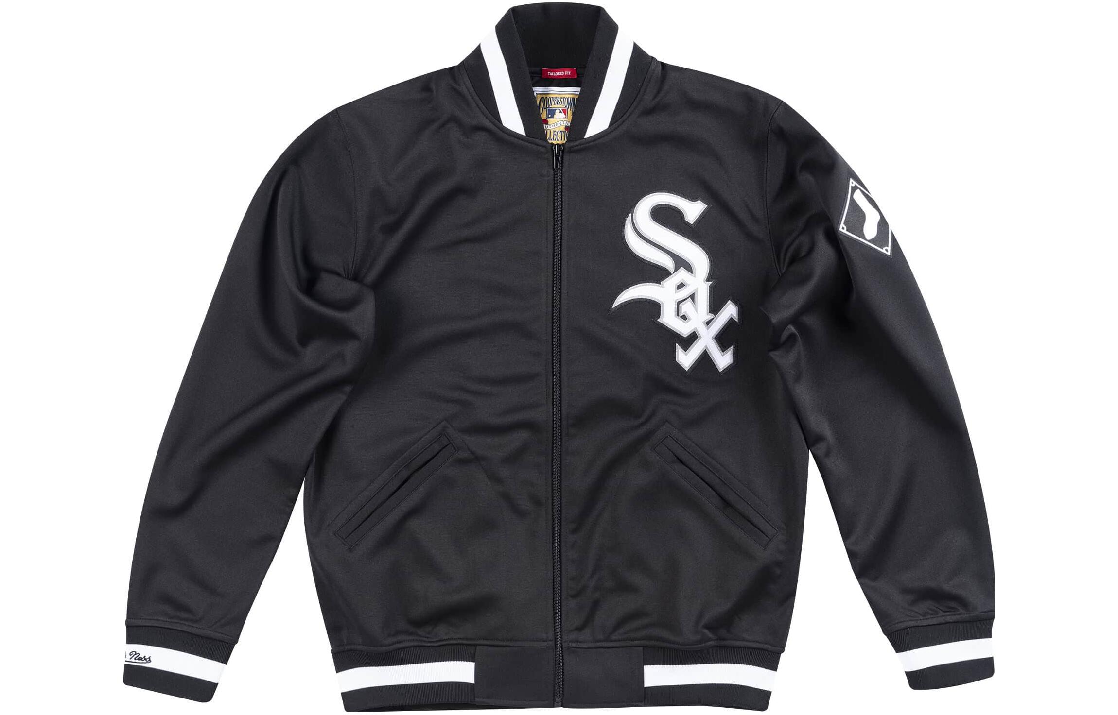 Mitchell Ness Mitchell & Ness Colorblock Embroidered Snap Jacket White Long Sleeve OJBF4986-P76YYPPPWHIT