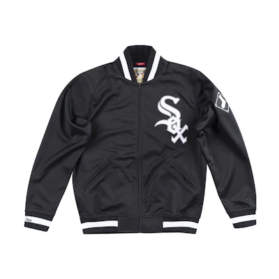 Mitchell Ness Mitchell & Ness Colorblock Embroidered Snap Jacket White Long Sleeve OJBF4986-P76YYPPPWHIT