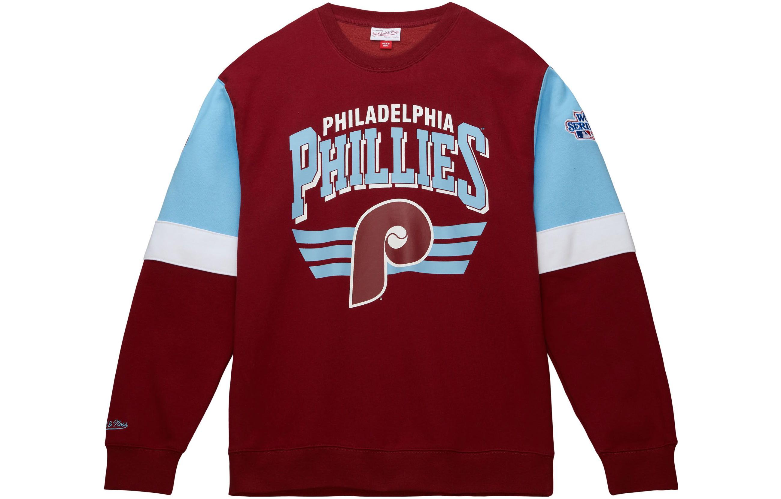 Mitchell Ness Mitchell & Ness Colorblock Letter Print Crewneck Sweatshirt Orange - FCPO5512-TBBYYPPPORAN