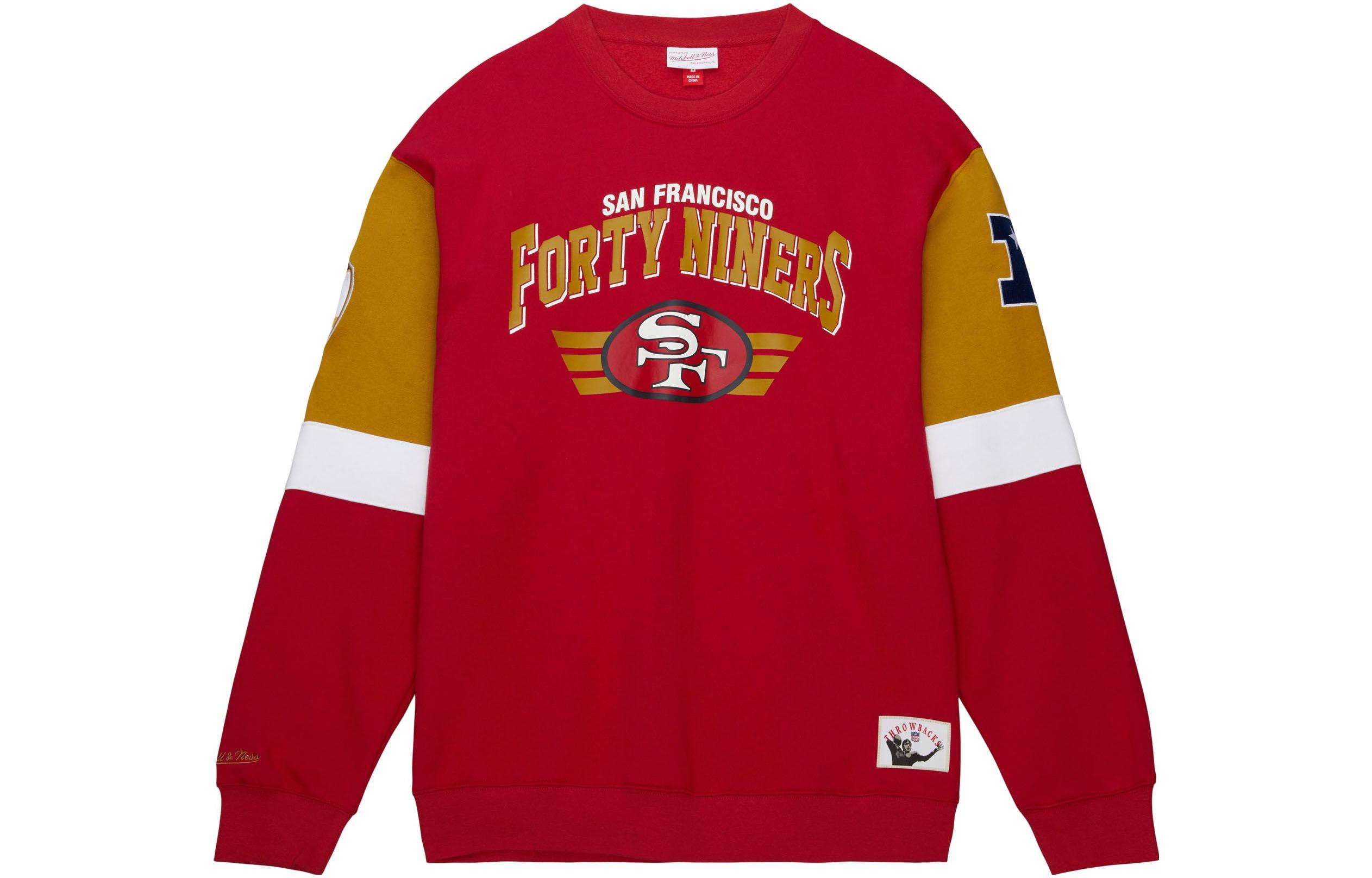 Mitchell Ness Mitchell & Ness Colorblock Letter Print Crewneck Sweatshirt Blue () FCPO5512-MCAYYPPPROYA