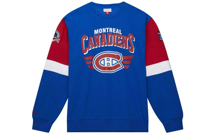 Mitchell Ness Mitchell & Ness Colorblock Letter Print Crewneck Sweatshirt Maroon () FCPO5512-PPHYYPPPCARD