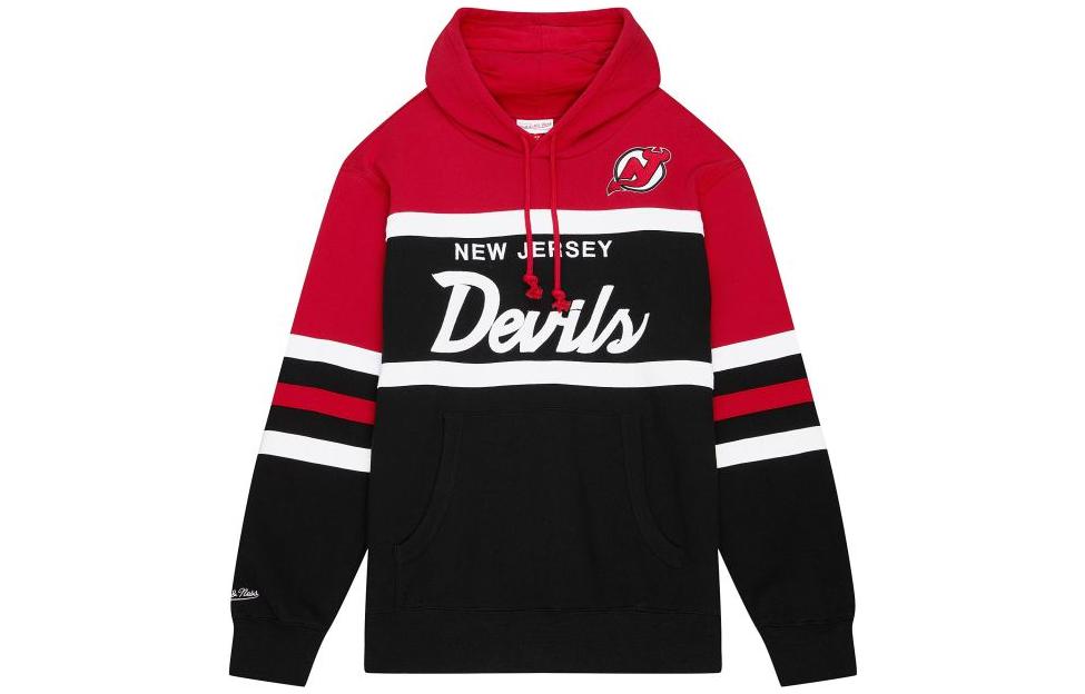 Mitchell Ness Mitchell & Ness Colorblock Letter Print Loose Fit Sweatshirt Men’s Red FCPO5512-MHEYYPPPSCAR