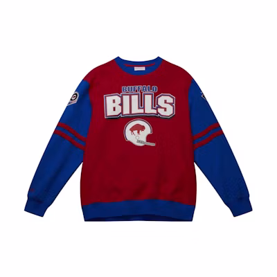 Mitchell Ness Mitchell & Ness Colorblock Letter Print Crewneck Sweatshirt - Red FCPO5512-SF4YYPPPSCAR
