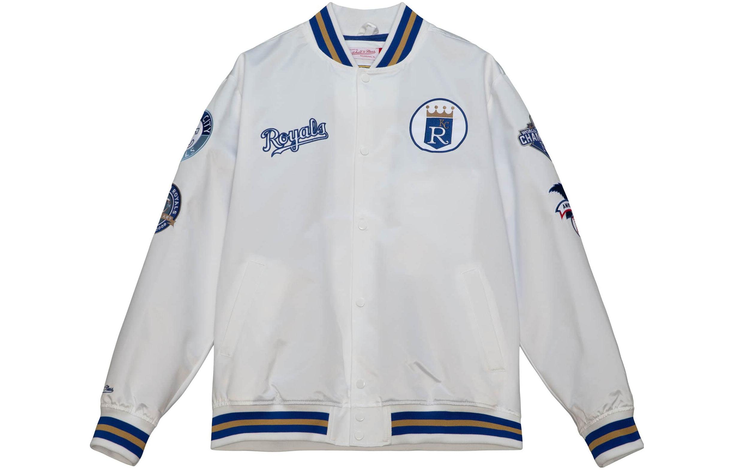 Mitchell Ness Mitchell & Ness Colorblock Long-Sleeve Jacket with Side Letter Print OJBF4854-NYGYYPPPBKWH