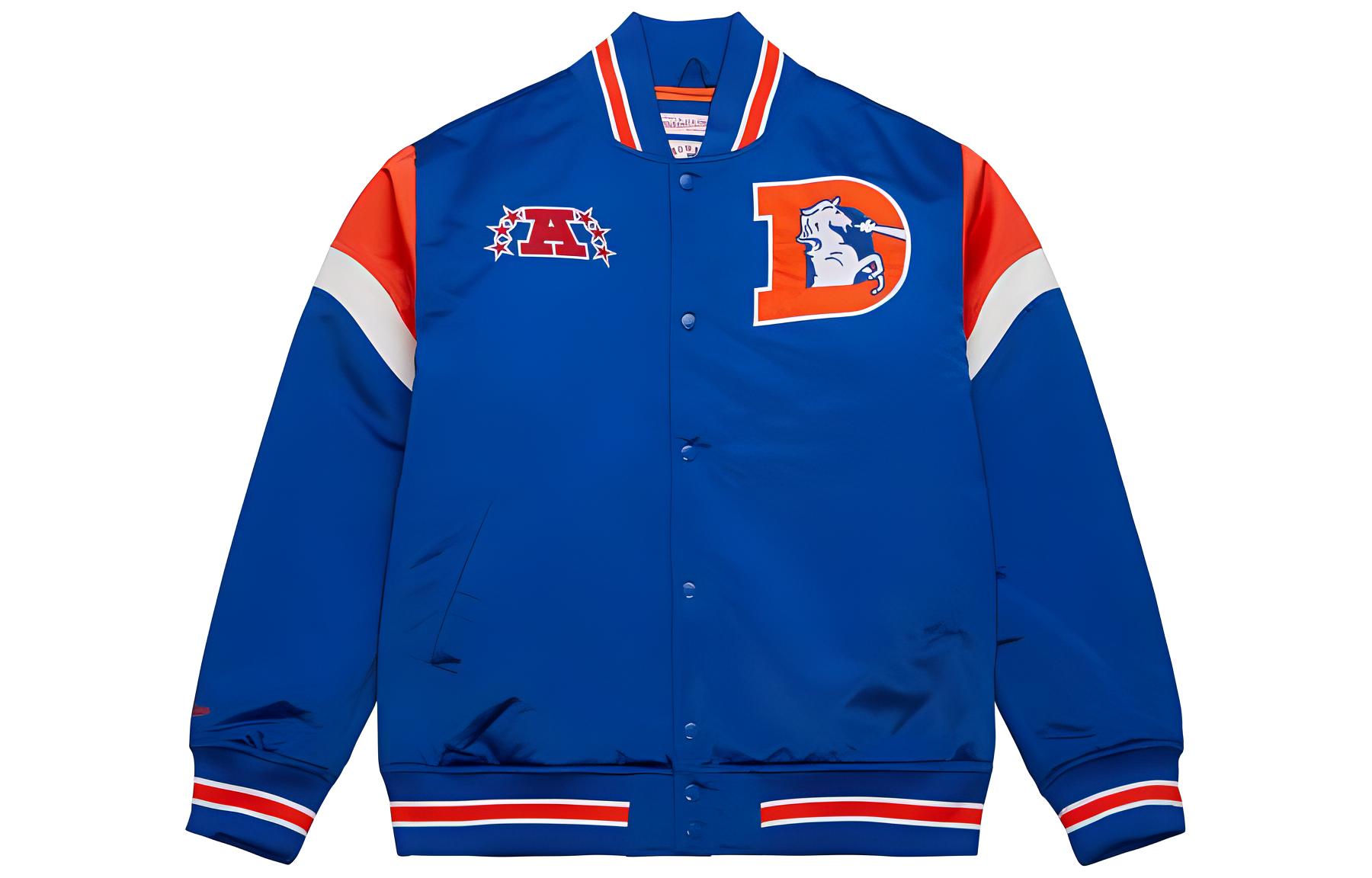 Mitchell Ness Mitchell & Ness Detroit Lions Letterman Satin Jacket Blue Mens Long Sleeve OJBF5516-DLIYYPPPDTBL