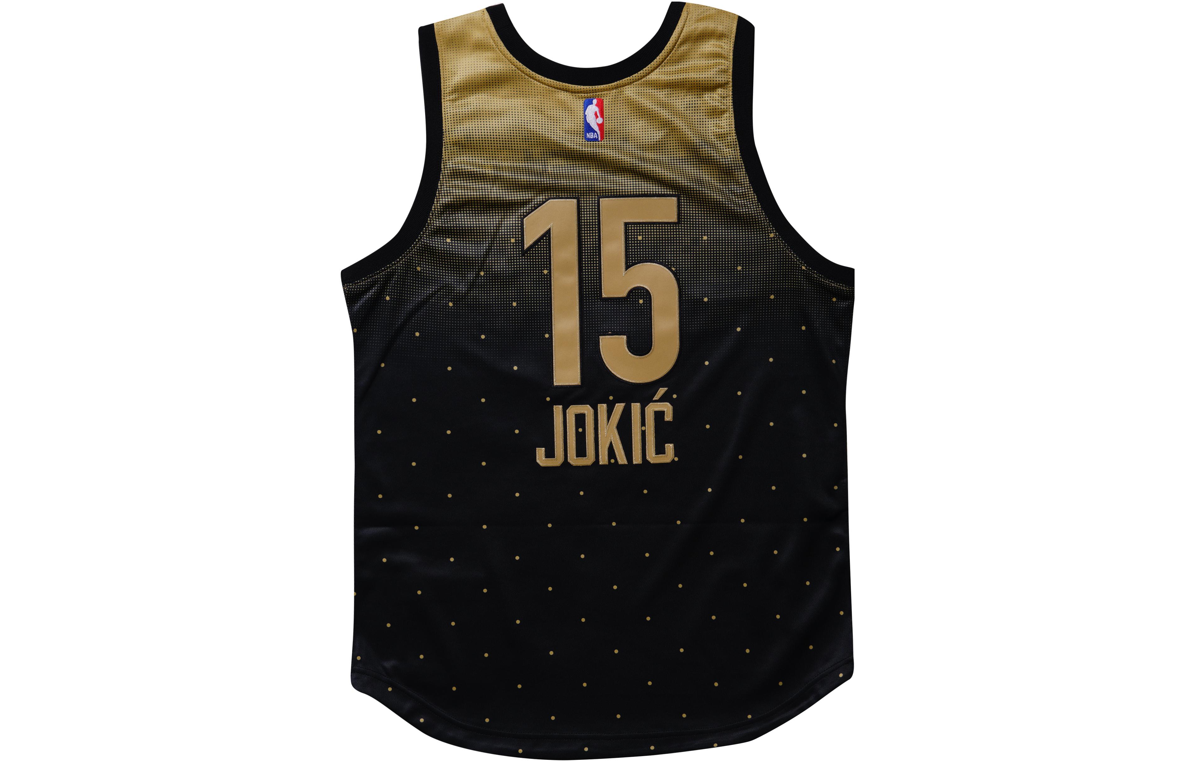 Lookbook Mitchell & Ness 丹佛金塊 Nikola Jokic #15 復古球衣 黑金 男女款 AJY44958-ASG16NJOBKGD