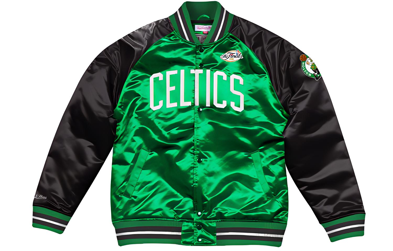Mitchell Ness Mitchell & Ness Embroidered Retro Satin Baseball Bomber Jacket Green STJKAJ19010-BCEKYGN