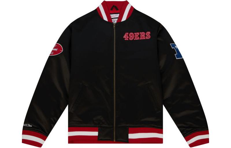 Mitchell Ness Mitchell & Ness FTTB Satin Jacket San Francisco 49ers Letterman Bomber - SJKT6474-SF4YYPPPBLCK