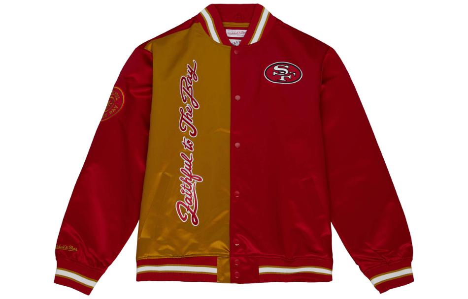 Mitchell Ness Mitchell & Ness Full Logo Print Pattern Button-Up Jacket Unisex White MNHYAWTOJT018-OFW