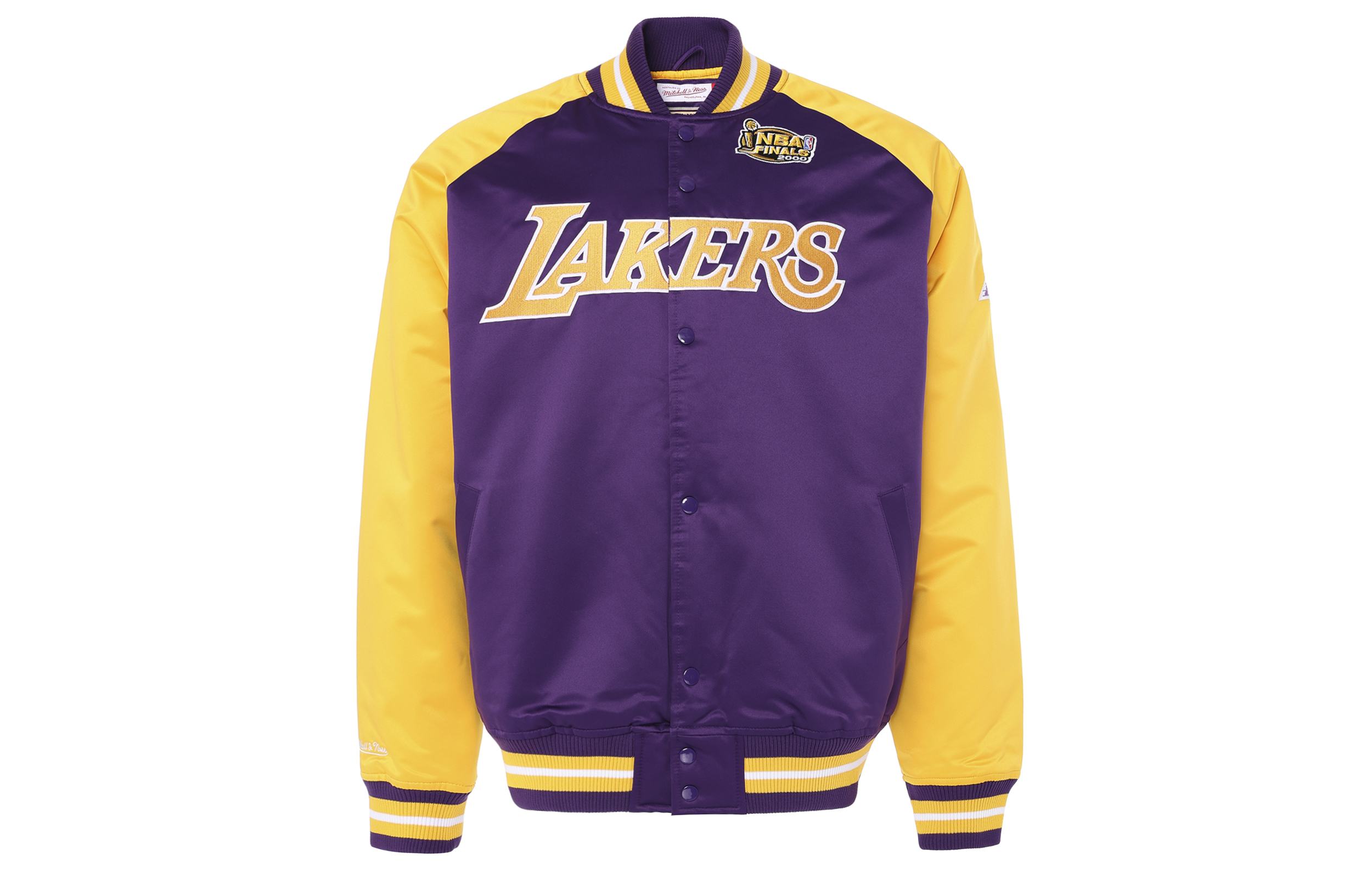 Mitchell Ness Mitchell & Ness FW21 NBA Lakers Satin Colorblock Retro Jacket Purple Yellow. STJKAJ19010-LALPURP