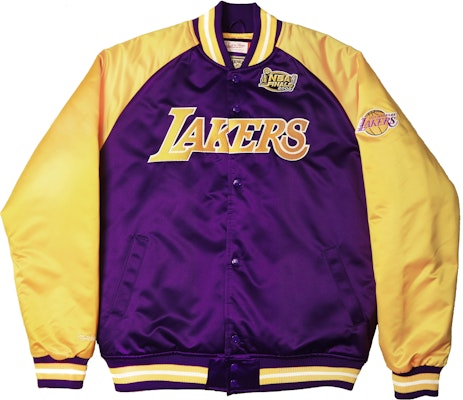 Mitchell Ness Mitchell & Ness FW21 NBA Lakers Satin Colorblock Retro Jacket Purple Yellow. STJKAJ19010-LALPURP Order Mitchell Ness Mitchell & Ness FW21 NBA Lakers Satin Colorblock Retro Jacket Purple Yellow. STJKAJ19010-LALPURP