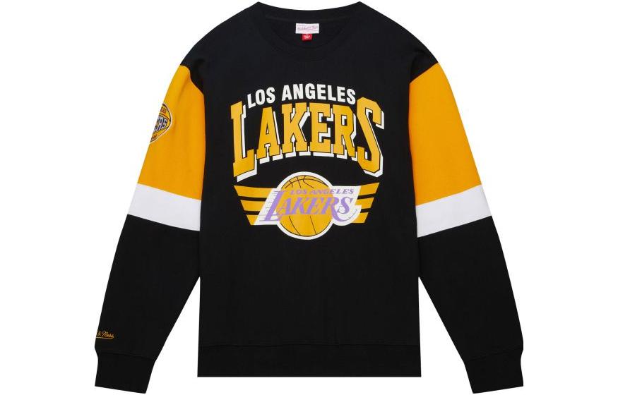 Mitchell Ness Mitchell & Ness FW22 Letter Print Patchwork Zip Hoodie Jacket Black Blue Mens OJZP3409-SASBLCK