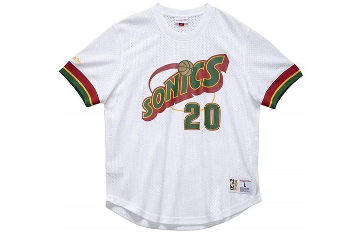 Mitchell Ness Mitchell & Ness Gary Payton #20 Supersonics Mesh Crewneck Tee White . NNMPSC19040-SSUWHIT96GPA 圖 2