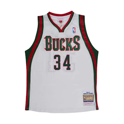 Mitchell Ness Mitchell & Ness Giannis Antetokounmpo Bucks 13-14 Retro Jersey White Unisex. AJY45681-MBU13GANWHIT