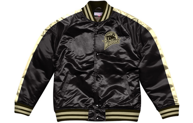 Mitchell Ness Mitchell & Ness Golden State Warriors Satin Jacket Black Casual Sportswear STJKSC19007-GSWBKGD