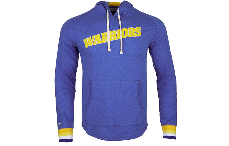 Mitchell Ness Mitchell & Ness Golden State Warriors Retro Patchwork Pullover Hoodie Blue Men FCNKDA18014-GSWROYA