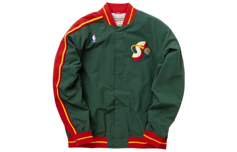 Mitchell Ness Mitchell & Ness Green Crewneck Lettering Long-Sleeve Sweatshirt FCPO5512-MDOYYPPPDLBL