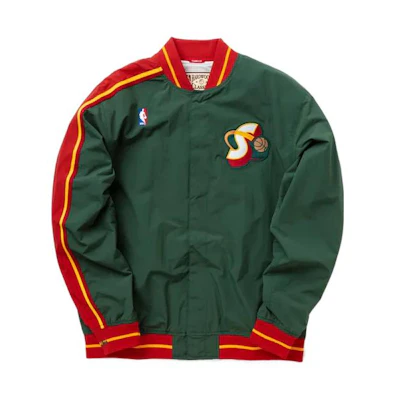 Mitchell Ness Mitchell & Ness Green Crewneck Lettering Long-Sleeve Sweatshirt FCPO5512-MDOYYPPPDLBL