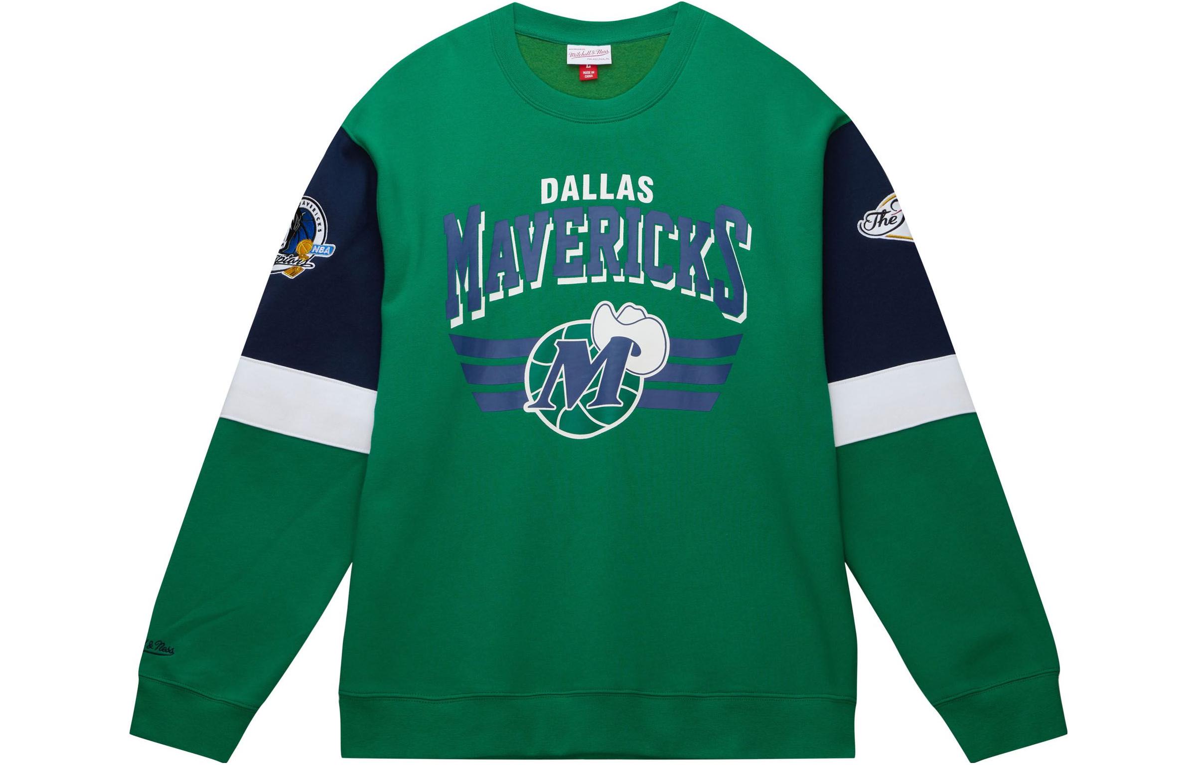 Mitchell Ness Mitchell & Ness Green Fitted Letter Crewneck Long Sleeve Sweatshirt FCPO5512-GBPYYPPPBUGN