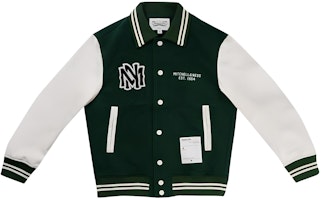 Mitchell Ness Mitchell & Ness Green Embroidered Logo Baseball Jacket Unisex Long Sleeve MNSYAWTOJT021-GRN Mitchell Ness Mitchell & Ness Green Embroidered Logo Baseball Jacket Unisex Long Sleeve MNSYAWTOJT021-GRN