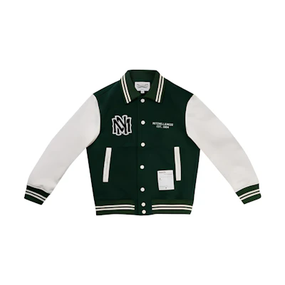 Mitchell Ness Mitchell & Ness Green Embroidered Logo Baseball Jacket Unisex Long Sleeve MNSYAWTOJT021-GRN