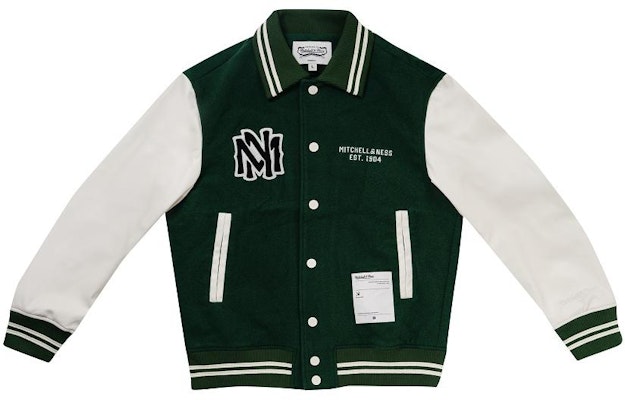 Mitchell Ness Mitchell & Ness Green Embroidered Logo Baseball Jacket Unisex Long Sleeve MNSYAWTOJT021-GRN Order Mitchell Ness Mitchell & Ness Green Embroidered Logo Baseball Jacket Unisex Long Sleeve MNSYAWTOJT021-GRN