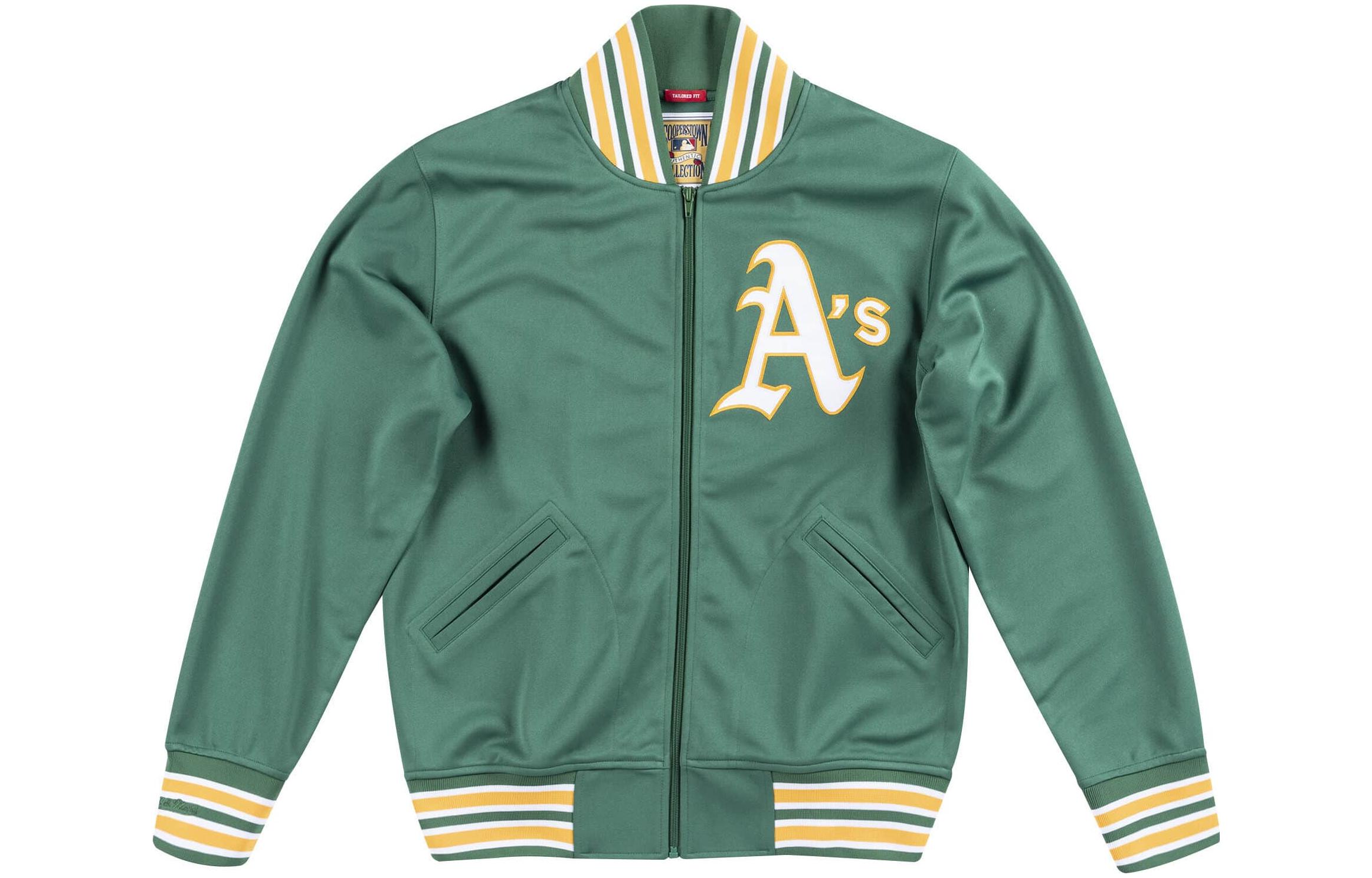 Mitchell Ness Mitchell & Ness Green Letter Print Zip-Up Track Jacket Long Sleeve OJZP5129-NYKYYPPPDKGN