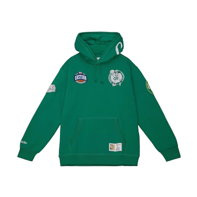 Mitchell Ness Mitchell & Ness Green Pullover V-Neck Sweatshirt with Striped Trim OJPO4996-OATYYPPPDKGN