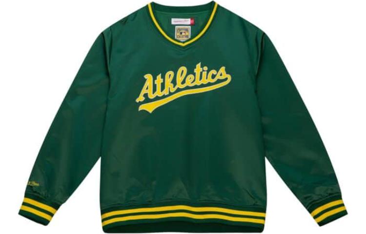 Mitchell Ness Mitchell & Ness Green Striped Hoodie with Letter Print for Men FPHD5513-PEAYYPPPKYGN