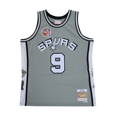 Mitchell Ness Mitchell & Ness Hall of Fame Retro Tony Parker #9 Spurs Basketball Jersey Grey. SMJY6866-SASYYTPAGREY
