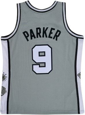 Mitchell Ness Mitchell & Ness Hall of Fame Retro Tony Parker #9 Spurs Basketball Jersey Grey. SMJY6866-SASYYTPAGREY Lookbook Mitchell Ness Mitchell & Ness Hall of Fame Retro Tony Parker #9 Spurs Basketball Jersey Grey. SMJY6866-SASYYTPAGREY