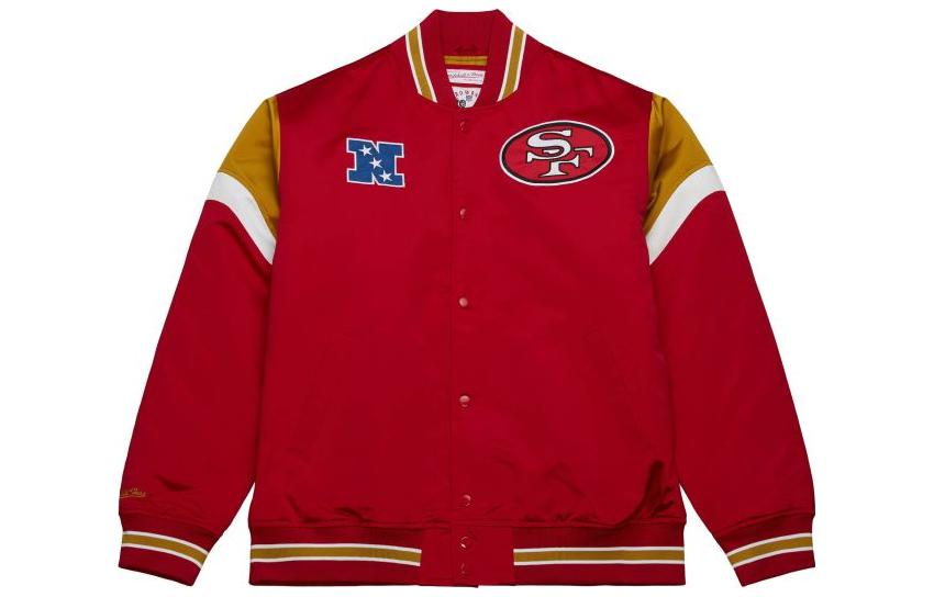 Mitchell Ness Mitchell & Ness Heavyweight Satin Jacket Seattle Kraken V-Neck Navy Outerwear OJBF5516-SKRYYPPPNAVY