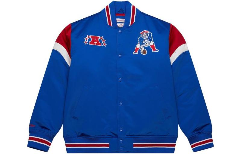 Mitchell Ness Mitchell & Ness Heavyweight Satin Jacket New Jersey Nets Blue Varsity Jacket Men OJBF5516-NJNYYPPPROYA