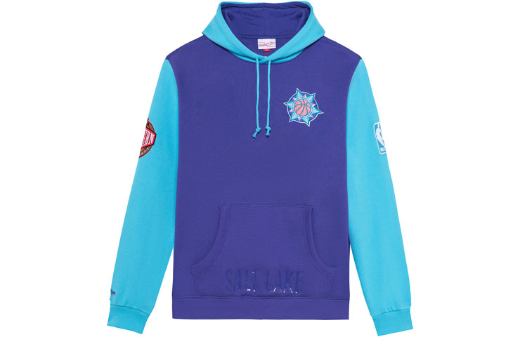 Mitchell Ness Mitchell & Ness Jazz Team Logo Print Hoodie Jacket Unisex Blue Purple OJPO5379-UJAYYPPPPURP