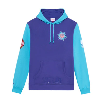 Mitchell Ness Mitchell & Ness Jazz Team Logo Print Hoodie Jacket Unisex Blue Purple OJPO5379-UJAYYPPPPURP