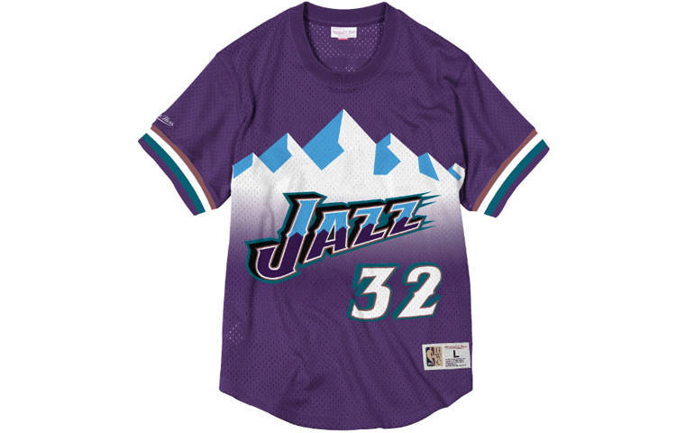 Mitchell Ness Mitchell & Ness Karl Malone Jazz #32 Stripe Basketball Tee Unisex Purple. NNMPSC19040-UJAPURP96KMA