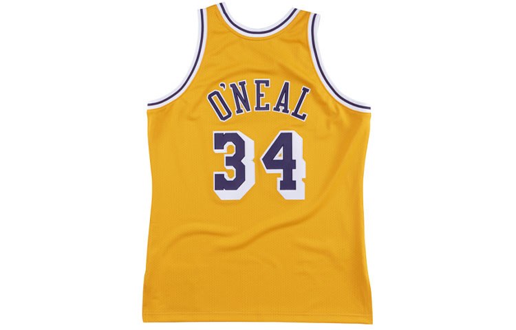 Mitchell Ness Mitchell & Ness Lakers 96-97 Shaquille O'Neal #34 Vintage Yellow Basketball Jersey. AJY4AC18066-LALLTGD96SON 圖 3