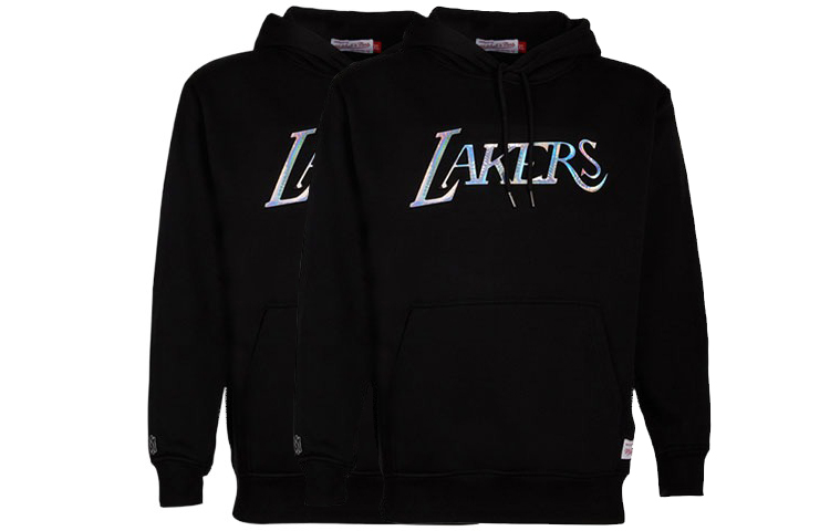 Mitchell Ness Mitchell & Ness Lakers Black Gold Letter Graphic Pullover Hoodie Men FNNP3417-LAL04SONBKGD