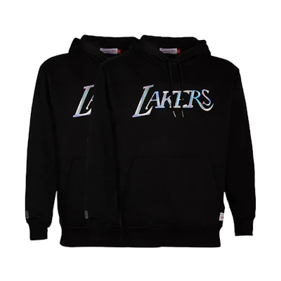 Mitchell Ness Mitchell & Ness Lakers Black Gold Letter Graphic Pullover Hoodie Men FNNP3417-LAL04SONBKGD