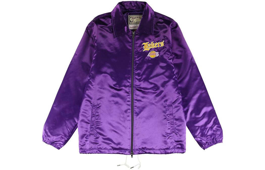 Mitchell Ness Mitchell & Ness Lakers Embroidered Logo Satin Jacket Purple - Casual Sportswear STJKEF18018-LALPUR