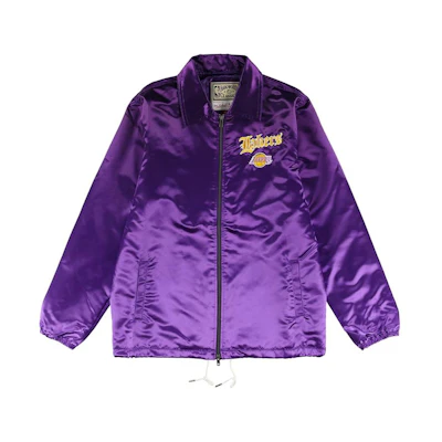 Mitchell Ness Mitchell & Ness Lakers Embroidered Logo Satin Jacket Purple - Casual Sportswear STJKEF18018-LALPUR