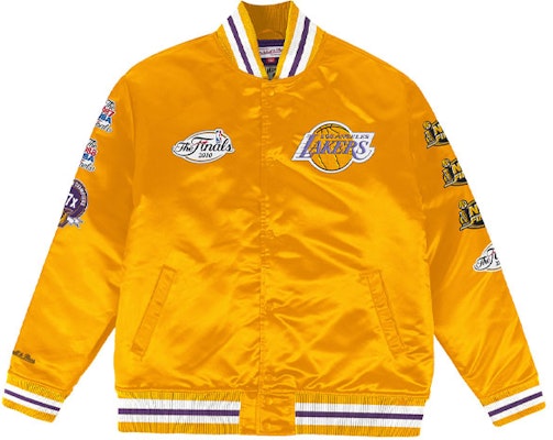 Mitchell Ness Mitchell & Ness Lakers Embroidered Retro Satin Jacket Unisex Gold Winter Bomber. OJBF3232-LALYYPPPGOLD Order Mitchell Ness Mitchell & Ness Lakers Embroidered Retro Satin Jacket Unisex Gold Winter Bomber. OJBF3232-LALYYPPPGOLD