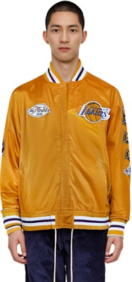 Mitchell Ness Mitchell & Ness Lakers Embroidered Retro Satin Jacket Unisex Gold Winter Bomber. OJBF3232-LALYYPPPGOLD Purchase Mitchell Ness Mitchell & Ness Lakers Embroidered Retro Satin Jacket Unisex Gold Winter Bomber. OJBF3232-LALYYPPPGOLD
