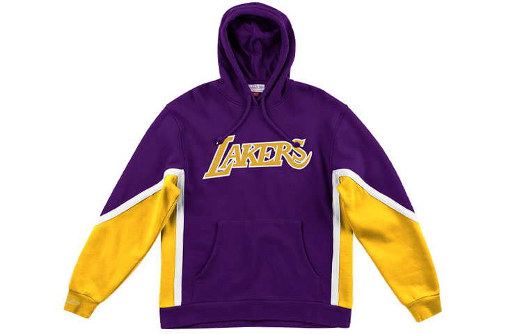 Mitchell Ness Mitchell & Ness Lakers Gray Hoodie with Embroidered Big Logo Design MA211M010CGREY