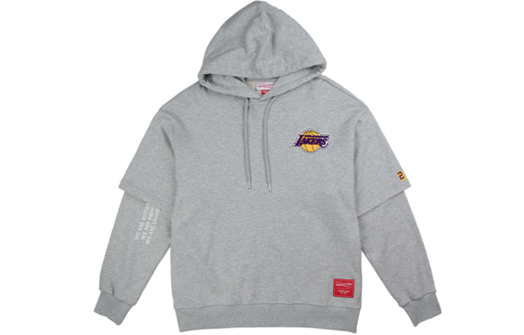 Mitchell Ness Mitchell & Ness Lakers Johnson #32 Letter-Pattern Retro Hoodie Purple/Gold Unisex FNNP3417-LAL85EJHPRGD