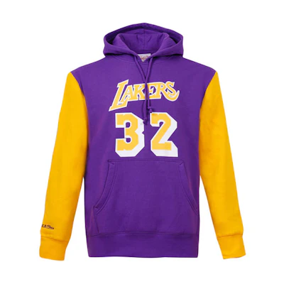 Mitchell Ness Mitchell & Ness Lakers Kobe #24 Gold Thick Crewneck Sweatshirt Unisex MNJYFWF22002-YELLOW